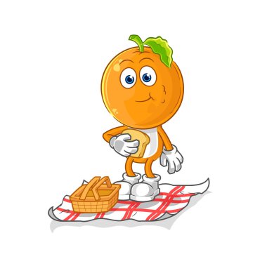 the orange head on a picnic cartoon. cartoon mascot vecto