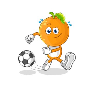 the orange head kicking the ball cartoon. cartoon mascot vecto