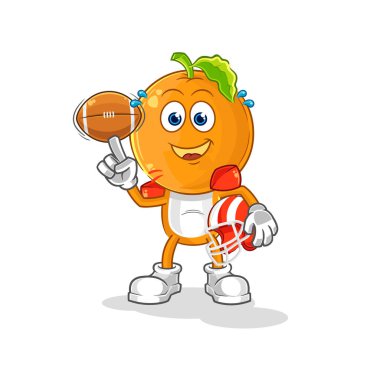 the orange head playing rugby character. cartoon mascot vecto