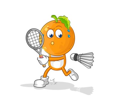 the orange head playing badminton illustration. character vecto