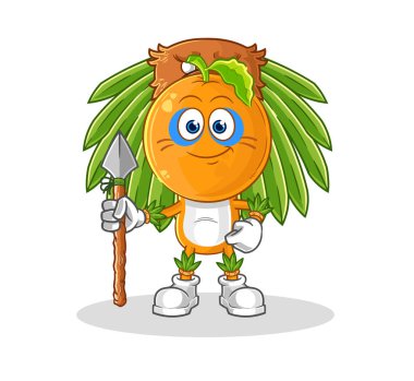 the orange head tribal man mascot. cartoon vecto