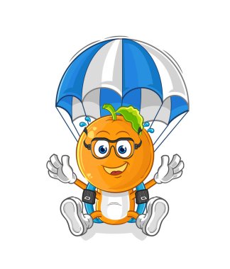 the orange head skydiving character. cartoon mascot vecto