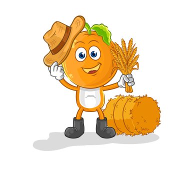 the orange head farmer mascot. cartoon vecto