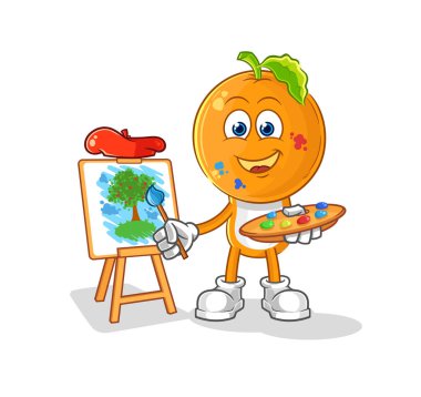 the orange head artist mascot. cartoon vecto