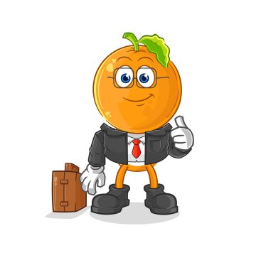 the orange head office worker mascot. cartoon vecto