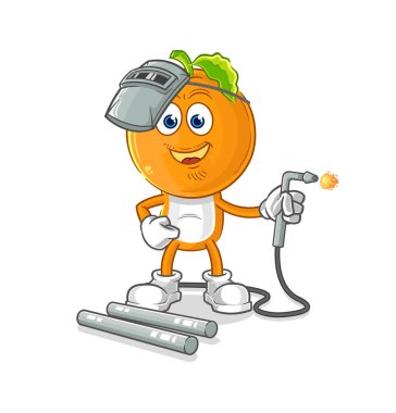 the orange head welder mascot. cartoon vecto