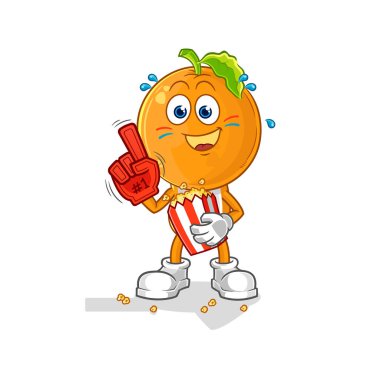 the orange head fan with popcorn illustration. character vecto