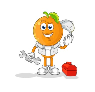 the orange head mechanic cartoon. cartoon mascot vecto