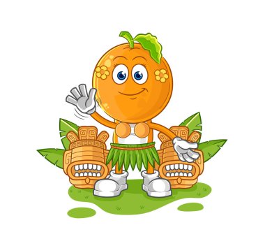 the orange head hawaiian waving character. cartoon mascot vecto