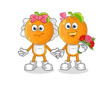 the orange head wedding cartoon. cartoon mascot vecto