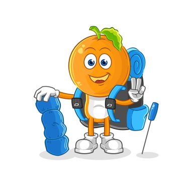 the orange head go camping mascot. cartoon vecto