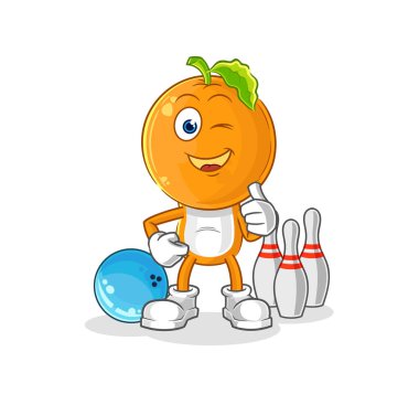 the orange head play bowling illustration. character vecto