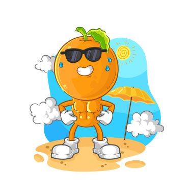 the orange head sunbathing in summer. character vecto