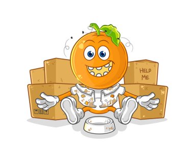 the orange head homeless character. cartoon mascot vecto