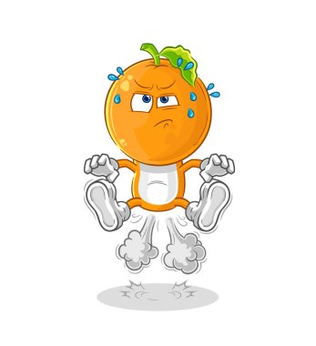 the orange head fart jumping illustration. character vecto