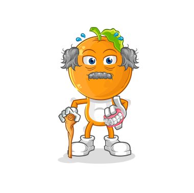 the orange head white haired old man. character vecto