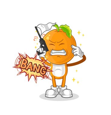 the orange head warning shot mascot. cartoon vecto