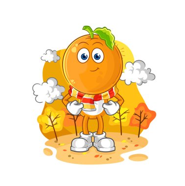 the orange head in the autumn. cartoon mascot vecto