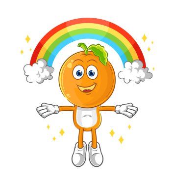the orange head with a rainbow. cartoon vecto