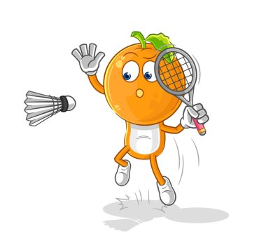 the orange head smash at badminton cartoon. cartoon mascot vecto