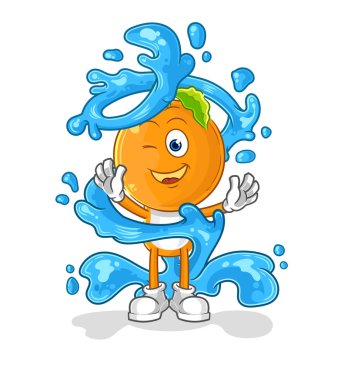 the orange head fresh with water mascot. cartoon vecto