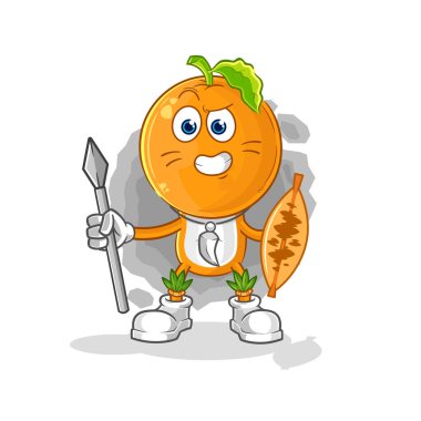the orange head african tribal fighter mascot. cartoon vecto