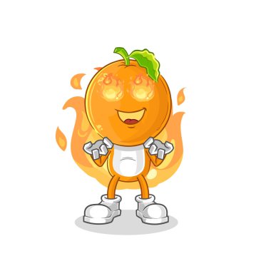 the orange head on fire mascot. cartoon vecto