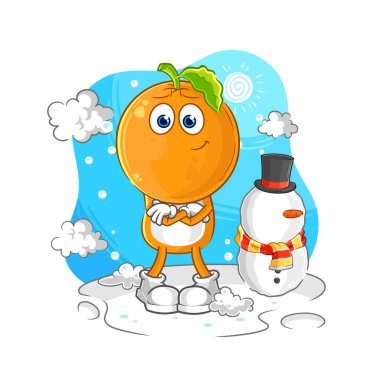 the orange head in cold winter character. cartoon mascot vecto