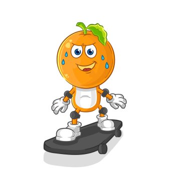 the orange head riding skateboard cartoon character vecto