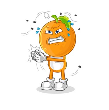 the orange head swat fly character. cartoon mascot vecto