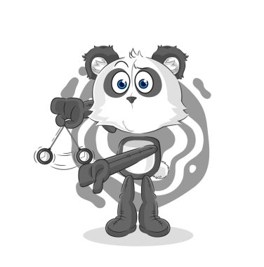 the panda hypnotizing cartoon. cartoon mascot vecto