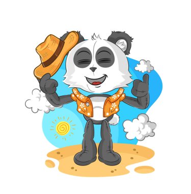 the panda go on vacation. cartoon mascot vecto