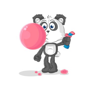 the panda chewing gum vector. cartoon characte