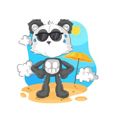 the panda sunbathing in summer. character vecto