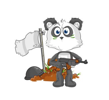 the panda army character. cartoon mascot vecto