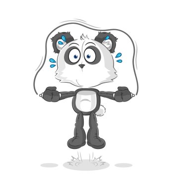 the panda jump rope exercise. character vecto