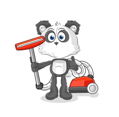 the panda clean with a vacuum . character vecto