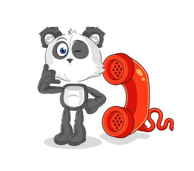 the panda call mascot. cartoon vecto