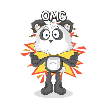 the panda Oh my God vector. cartoon characte