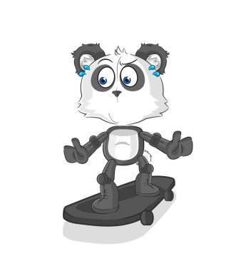 the panda riding skateboard cartoon character vecto
