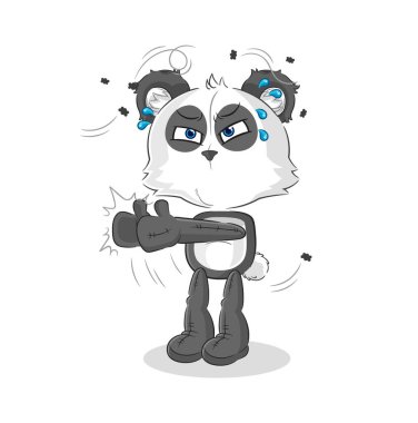 the panda swat fly character. cartoon mascot vecto