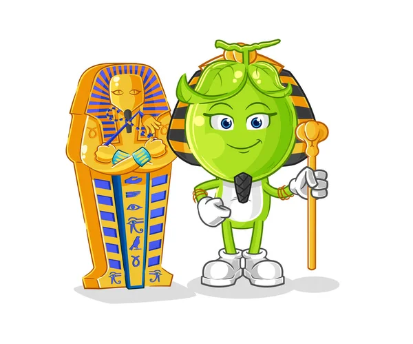 Pea Head Ancient Egypt Cartoon Cartoon Mascot Vecto — Stock Vector