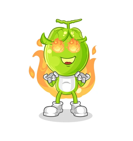 Pea Head Fire Mascot Cartoon Vecto — Stock Vector