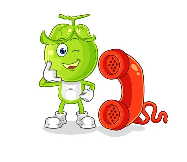Pea Head Call Mascot Cartoon Vecto — Vector de stoc