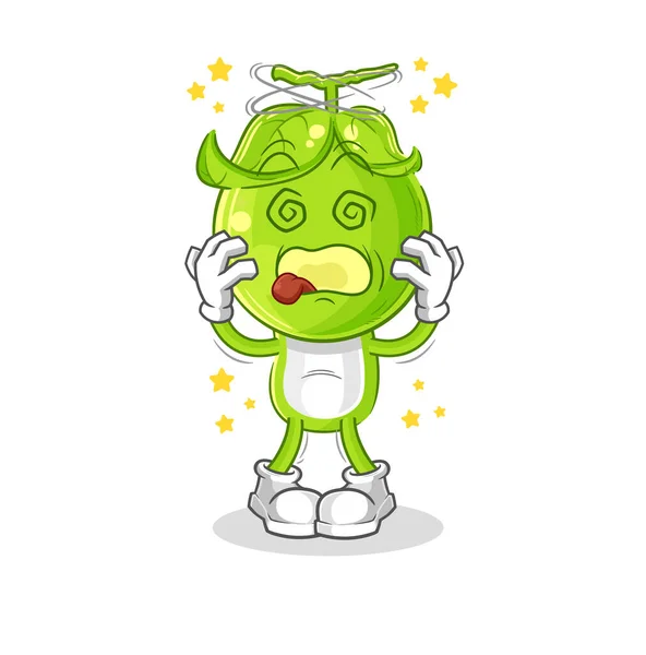 Pea Head Dizzy Head Mascot Cartoon Vecto — Vetor de Stock