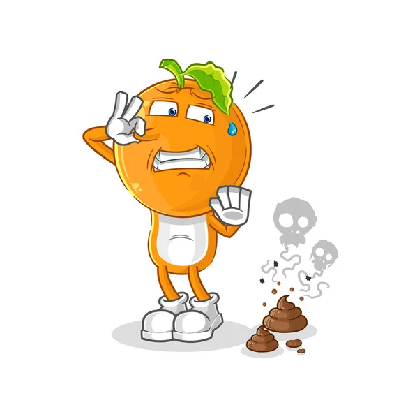 Orange Head Stinky Waste Illustration Character Vecto — Vector de stock