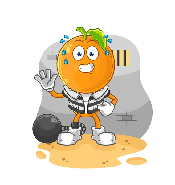 Orange Head Criminal Jail Cartoon Characte — Stockvector