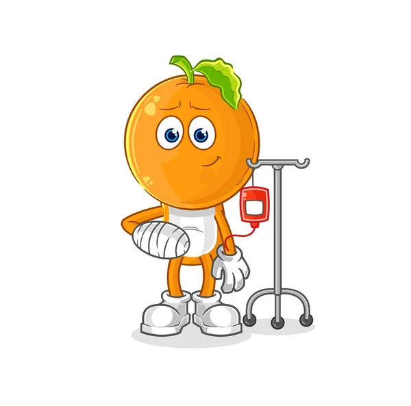 Orange Head Sick Illustration Character Vecto — Stock Vector