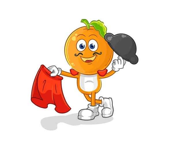 Orange Head Matador Red Cloth Illustration Character Vecto — Stock Vector