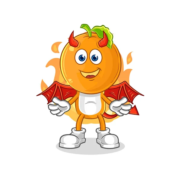 Orange Head Demon Wings Character Cartoon Mascot Vecto — Stock Vector